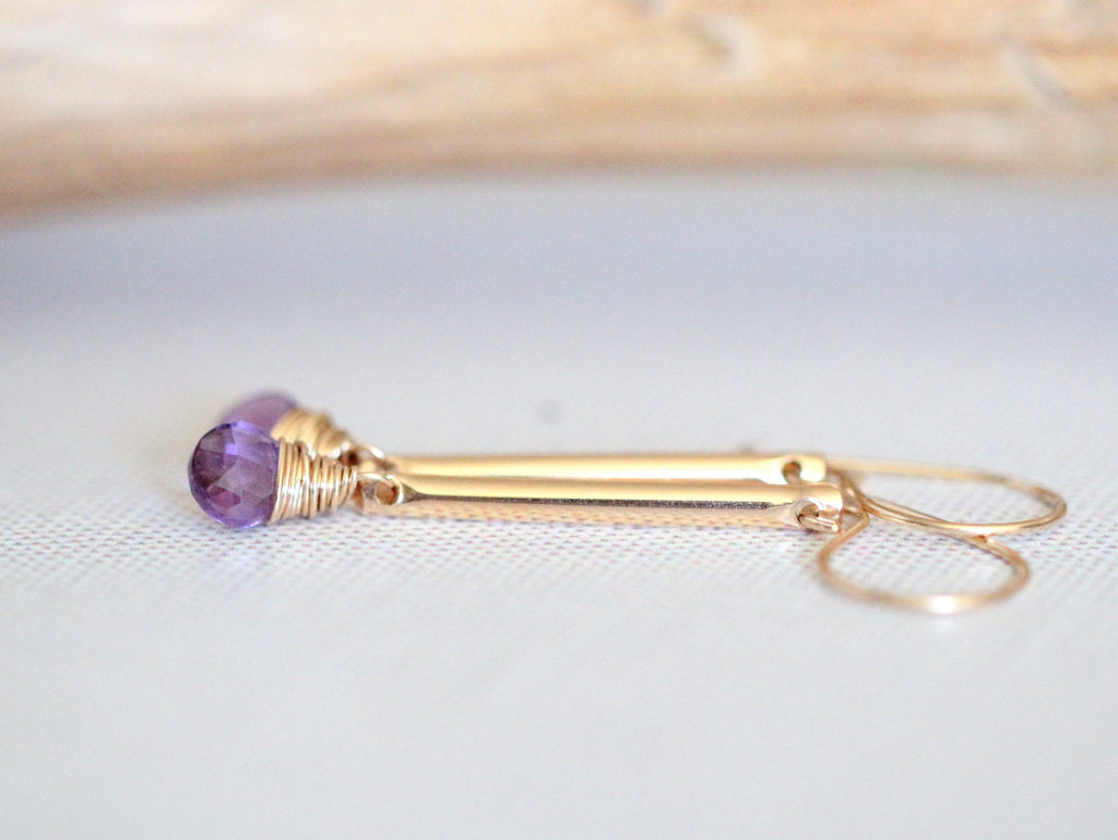 Amethyst Bar Earrings
