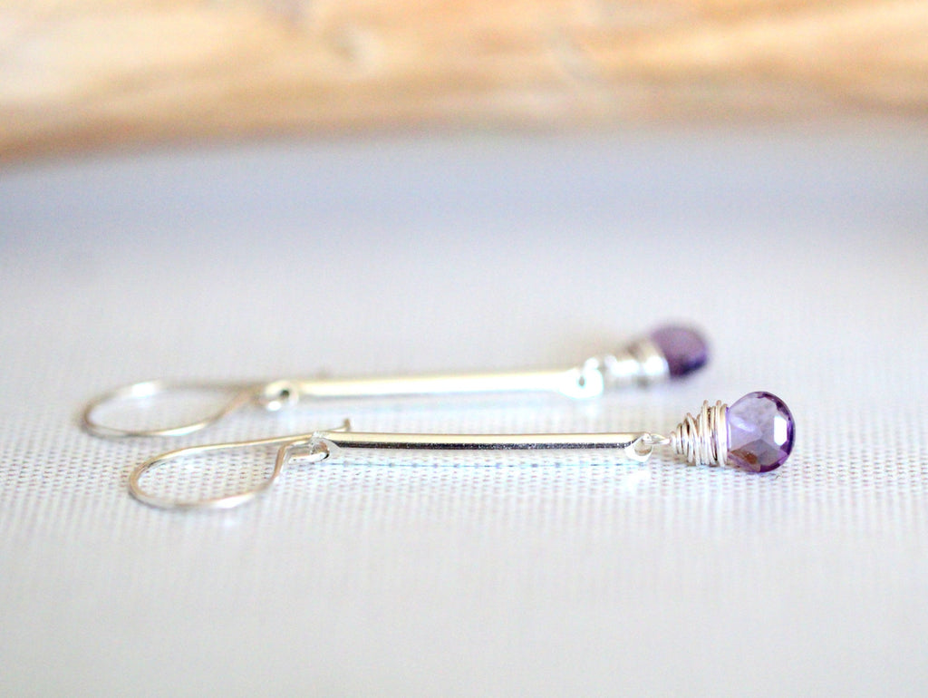 Amethyst Bar Earrings